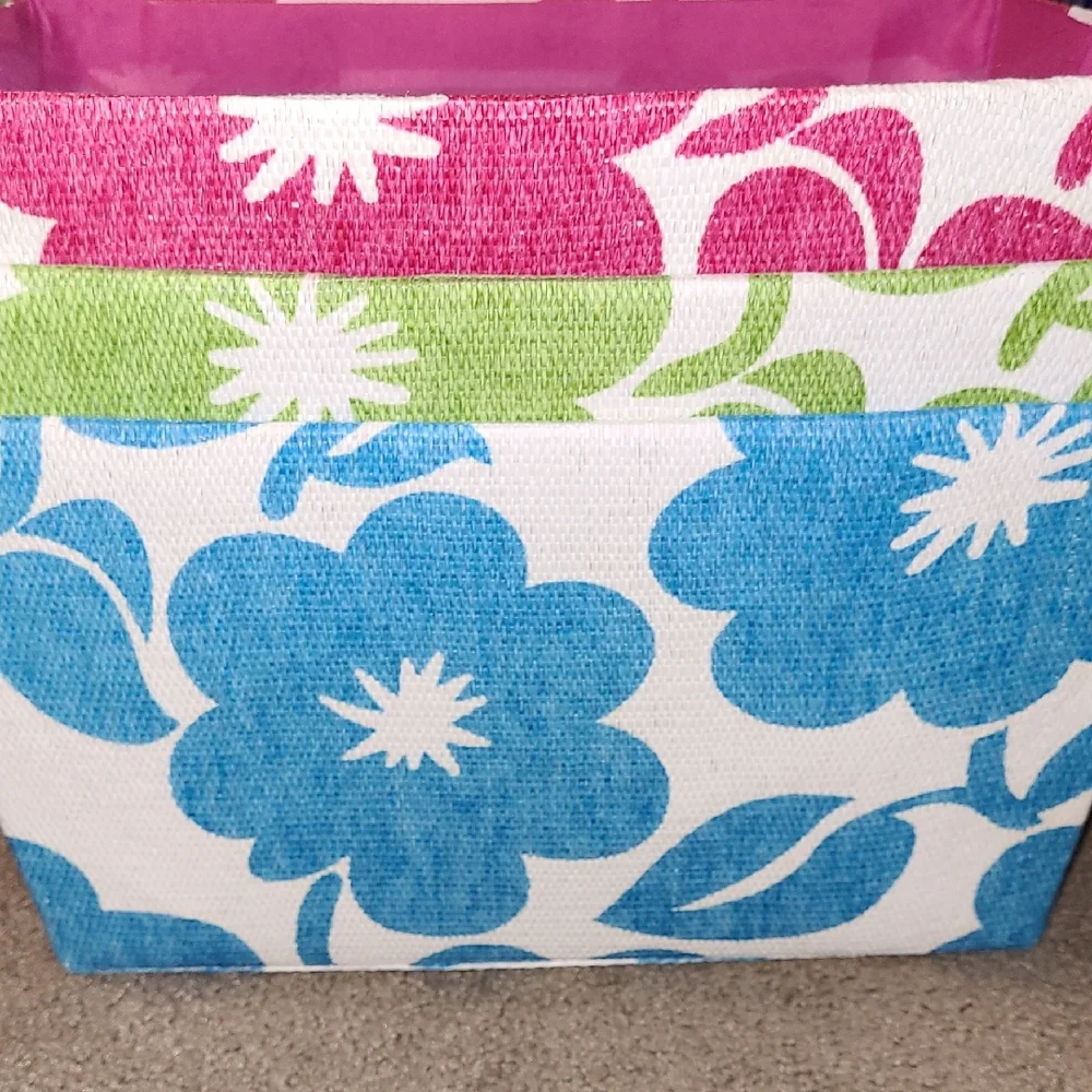 Floral Storage Bins Set - Pink, Green, Blue Interiors